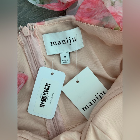 Maniju Korea dress flowers roses Medium new M midi length - Picture 4 of 7